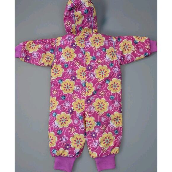 Hanna Andersson Snowsuit Multicolor Floral Hooded Quilted Lined Full Zipper 80cm - Picture 2 of 9